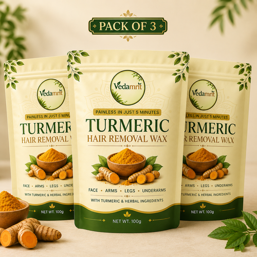 Turmeric Facial Wax - 5 Minutes Painless Herbal Wax Powder ( Pack Of 3 )