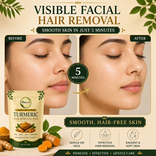 Turmeric Facial Wax - 5 Minutes Painless Herbal Wax Powder ( Pack Of 3 )